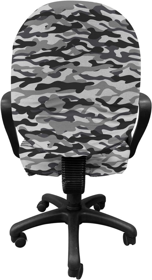 Lunarable Camo Office Chair Slipcover, Hunter Fashion Inspired Camouflage Pattern, Decorative Stretch and Washable Fabric Cover, Standard Size, Grey Dimgray Purple Grey by Lunarable