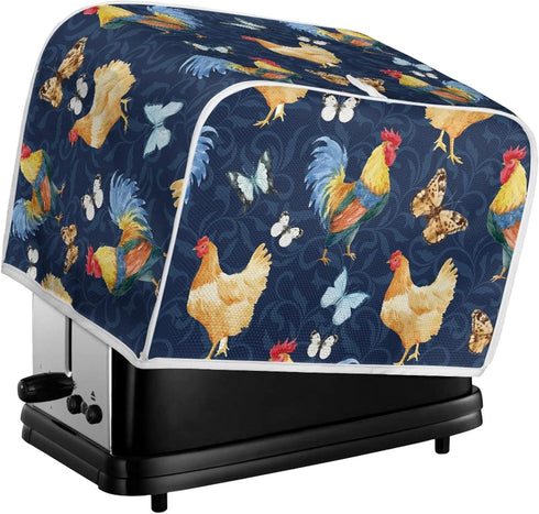 Washable Toaster Dust Cover, 4 Slice Chicken Rooster Decorative Cover, Kitchen Appliance Protector, Fingerprint