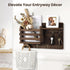 Nekon Mail Holder for Wall - Mail Organizer with Key Hooks, Letter Sorter, Natural Wood, Floating Shelf, Flush Mount