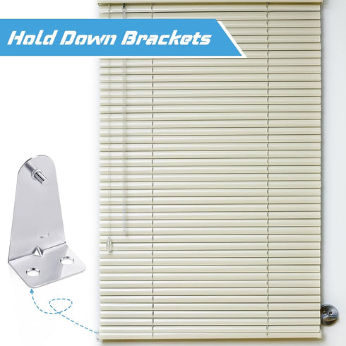 Set of 8 Metal Hold Down Brackets - Silver Blinds Brackets with Screws for Horizontal Blinds
