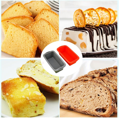 2 Pack Silicone Square Cake Pan, 8x4 Inch Non-Stick Bread Loaf Pans for Baking Homemade Bread, Toast, Cakes