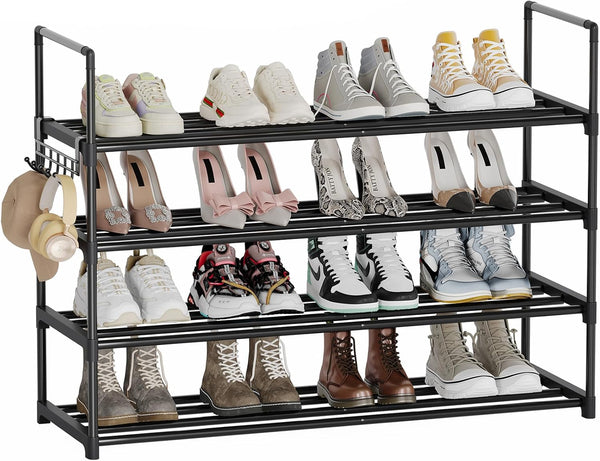 Saincustom Shoe Rack - 4-Tier Shoe Organizer with Adjustable Shelf Height, Sturdy Shoe