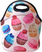 allydrew Insulated Neoprene Lunch Bag, Zipper Tote with Cupcakes Design