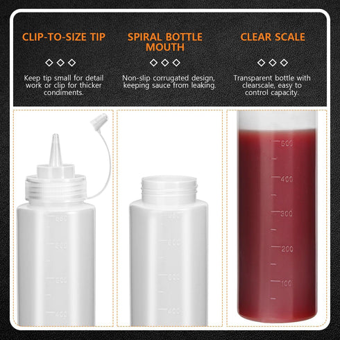 OAMCEG 12 Pack Ketchup Squeeze Bottles, 8 OZ Plastic Condiment Bottles for Sauces, Dressings, Paint