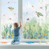 decalmile Summer Under The Sea Seaweed Double Sided Window Clings Ocean Grass Turtle Fish Window Decals Anti-Collision Glass Window Doors Window Stickers