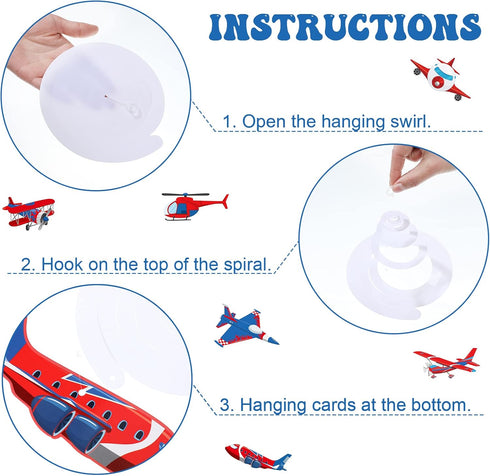 Faccito 30 Pieces Airplane Hanging Swirls Decoration Airplane Party Supplies Plane Foil Swirls Whirls Ceiling Whirls