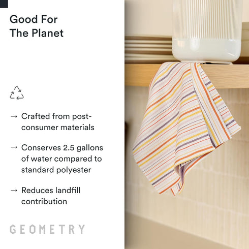 3-Pack Set GEOMETRY Kitchen Dish Cloths - Quick Dry Dishcloths for Kitchen - Premium Dish Rags with Geoweave - Stripe