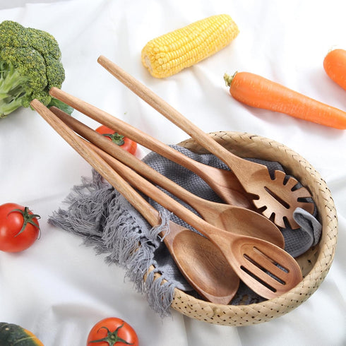 2PCS Acacia Wooden Spoons for Cooking, 14 Inch Smooth Finish Cooking Spoons, Comfortable Grip Wood Utensils