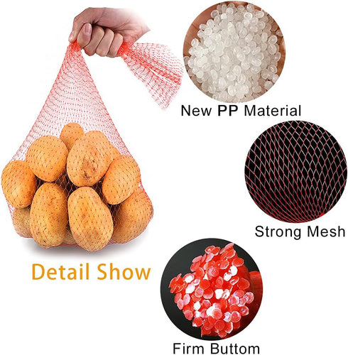 TEMUCY 24 Inch (Red-100PCS) Plastic Mesh Produce Bags, Seafood Boil Bags for Crawfish Crab Shellfish Cooking