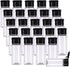 FEOOWV 25Pcs Empty Plastic Spice Bottles Set for Storing Barbecue Seasoning, Salt, Pepper, 75 ml/2.5 oz (Black)