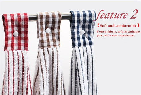 Vimeet 2 Pcs Kitchen Cotton Classical Striped Towel/Absorbent Towel/Hanging Towels/Hand Towel,Blue Stripes