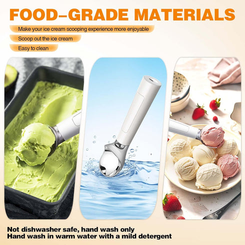 158F Heated Ice Cream Scoop Rechargeable, Waterproof Electric Ice Cream Scoop for Hard Ice Cream, Rechargeable with LED