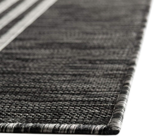 Unique Loom Outdoor Collection Area Rug - Anguilla, 2' x 3' 1' Rectangle, Charcoal/Ivory