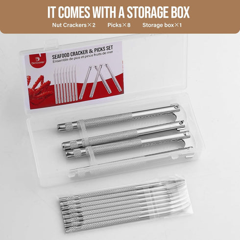 Set, 10-Piece Set Lobster Crackers and Picks Crab Leg Cracker Tools - Stainless Steel Seafood Crackers & Forks Nut