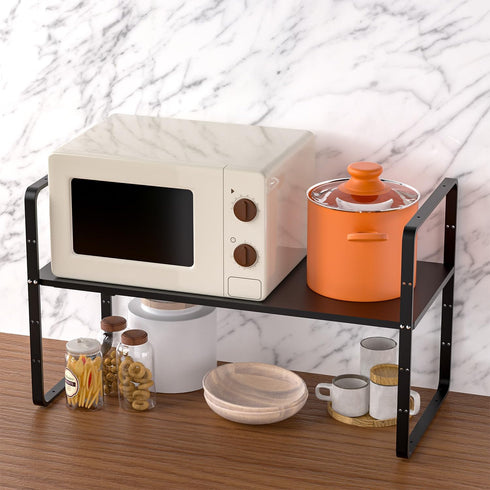 Counter 2 Pack iPEGTOP Expandable Cabinet Storage Shelf Organizer Rack, Heavy Duty Steel Metal Spice Rack Adjustable