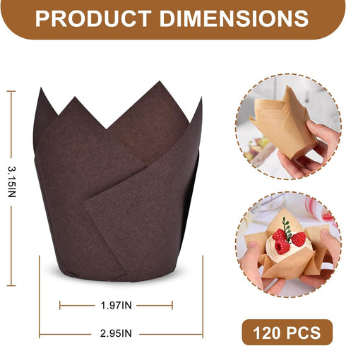 120 Counts Tulip Cupcake Liners for Baking Cups, Food Grade Parchment Paper Muffin Liners Holders, Standard Tulip Cupcake Liners, Greaseproof Cupcake Wrappers for Party, Christmas by Neyimqr (Mix) by Neyimqr