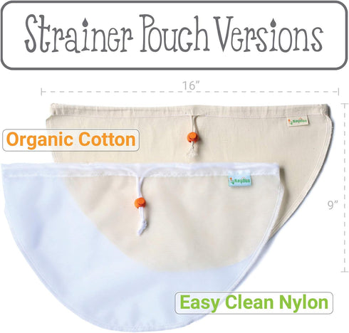Greek Yogurt Strainer Pouch - Organic Cotton (16"X9") / Reusable Cheesecloth Alternative
