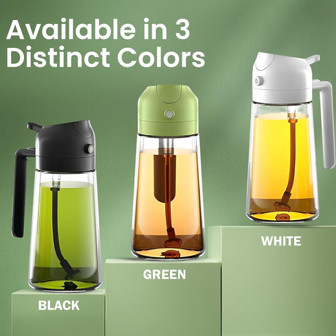Oil Dispenser for Kitchen, 2 in 1 Oil Sprayer and Dispenser Spray Bottle, 16oz/470ml for Cooking, Barbecue, Salad
