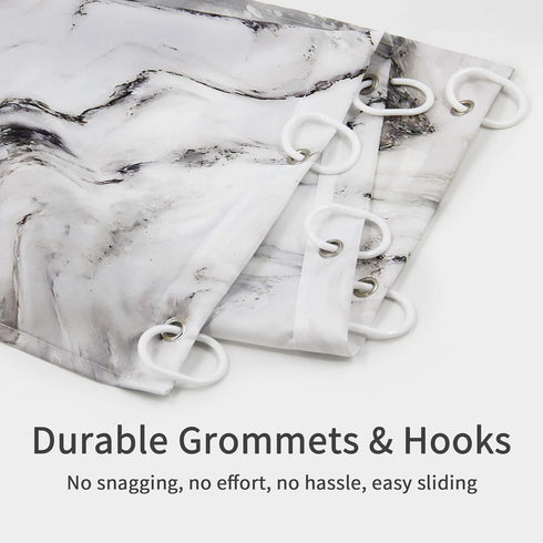 MitoVilla Grey Marble Shower Curtain Set, Luxury Waterproof Washable Fabric Shower Curtain for Bathroom Decor, 72 x 72