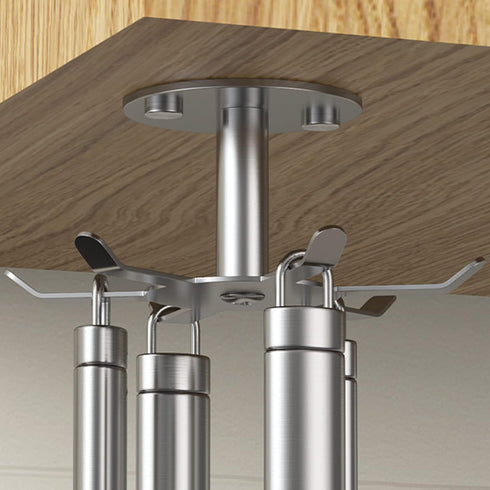 2pcs Under Cabinet Hooks - Rotating Kitchen Utensil Holder, 304 Stainless Steel Adhesive Hanging Rack for Utensils
