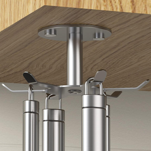2pcs Under Cabinet Hooks - Rotating Kitchen Utensil Holder, 304 Stainless Steel Adhesive Hanging Rack for Utensils
