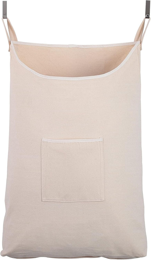 Laundry Collector, Door Hanging Laundry Hamper with Hooks, 65 Liters, Beige