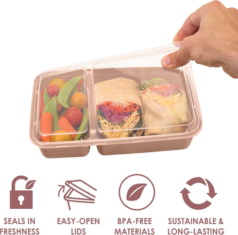 Bentgo 20-Piece Reusable BPA-Free 2-Compartment Containers - Lightweight, Durable, Microwave, Freezer, Dishwasher Safe