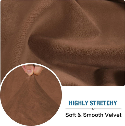 H.VERSAILTEX Velvet Stretch Individual Couch Cushion Cover, Plush Slipcover for Loveseat Sofa Cushion, Caramel
