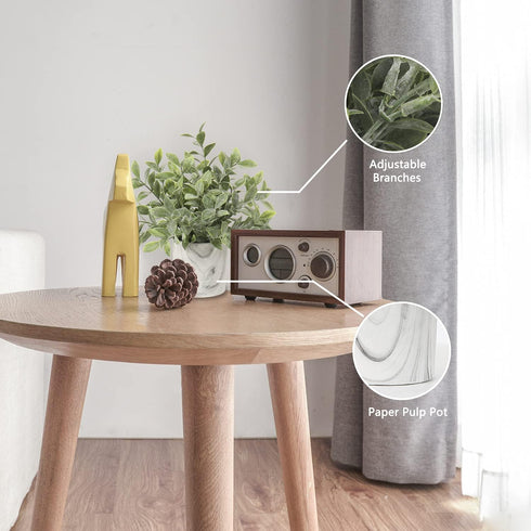 Hollyone Mini Artificial Potted Plants - Fake Plants in Marble Pots, 1Pcs Plastic Eucalyptus Greenery Faux Plants for