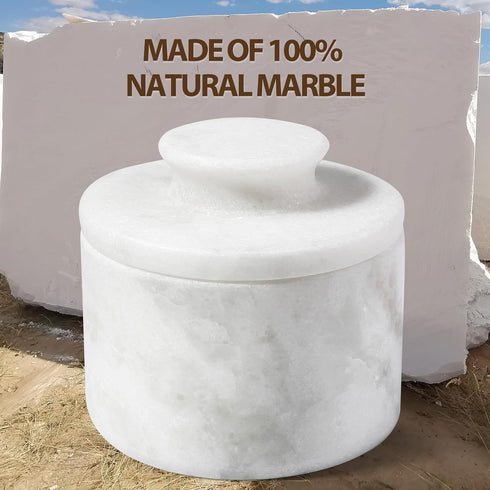Counter Koville White Marble Butter Keeper Handmade French Butter Holder For Kitchen Decor, Stone Butter Dish Butter