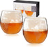 Set of 2 Viski Globe Glass Whiskey Tumblers, 10 oz, Etched Glass Whiskey Enthusiast Gift and Glassware Accessory
