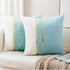 ZLINA Set of 2 Velvet Decorative Throw Pillow Covers - Aqua Green White Patchwork with Gold Leather Pillow Covers 18 ×