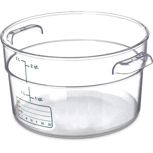Carlisle FoodService Products Storplus Round Food Storage Container, 2 Quart, Clear, Stackable Design