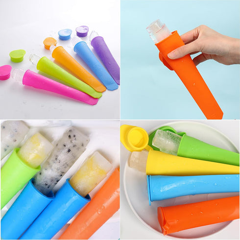 8 Frozen PCS Popsicles Molds, Reusable Multi Colors Popsicle Maker with Lids for Kids, Baby Popsicle Tubes for DIY