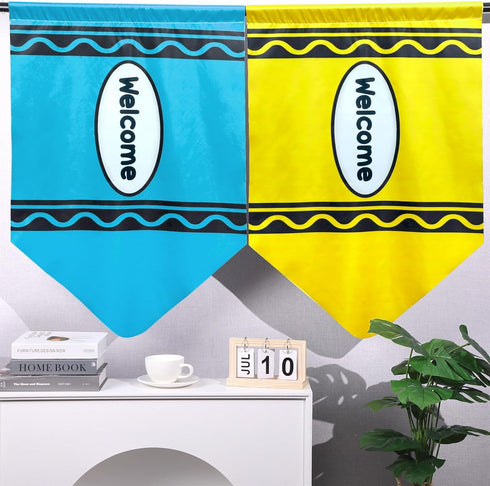 6 36" 24" Pcs Classroom Rainbow Curtains Decorations Back to School Colorful Crayon Curtains Classroom Supplies First