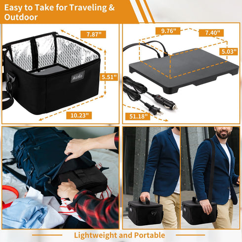 Aotto Portable Oven - Electric Lunch Box Food Heater - 12V/24V/110V Car Food Warmer for Travel & Office