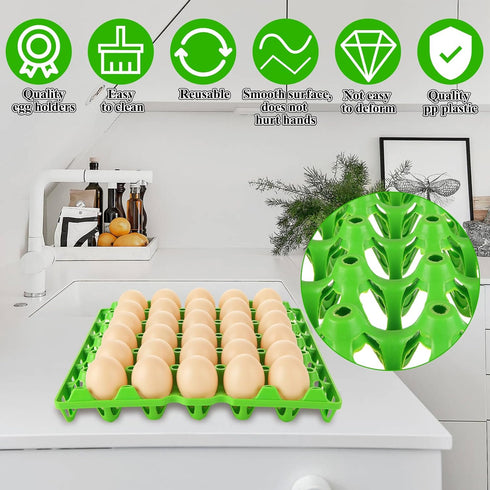 16 30 4 PCS Plastic Egg Tray Cell Egg Flats Crates Stackable Egg Cartons Reusable Carton, Hold Multiple Eggs, Great