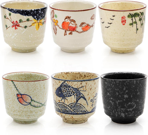 6 Pieces Japanese Tea Cups, 6 Oz Ceramic Coffee Cup with Good