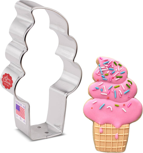 Soft Serve Ice Cream Cone Cookie Cutter - 4" Made in USA by Ann Clark