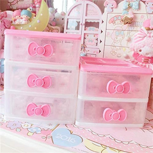 PEXIZUAN Kawaii Desk Organizer, Makeup Organizer, Room Accessories, 3 Layers
