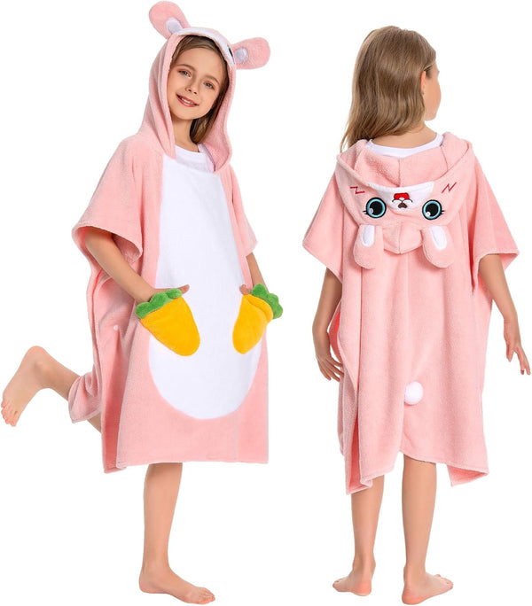OLAOLA Bunny Hooded Kids Beach Towels for 3-12 Years Boys Girls, Soft