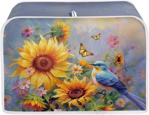 Xoenoiee Butterfly Bird Floral Pattern Toaster Cover, Quilted Cover for 2 Slice Bread Maker, Kitchen Appliance Cover