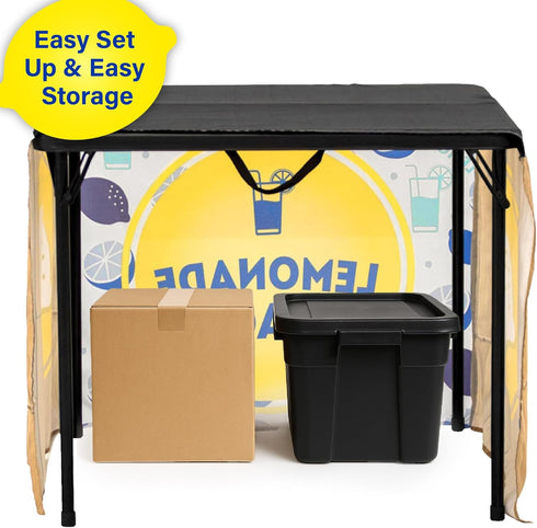 HIDEABOO 34" 34" 28" Easy Lemonade Stand Tablecloth Polyester Spandex Table Cover for Lemonade Stand for Kids