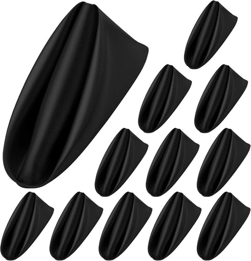 ANECO 12 Pieces Satin Napkins, Soft Square Dinner Napkins 17 x 17 Inches for Weddings, Parties, Decorations (Black)