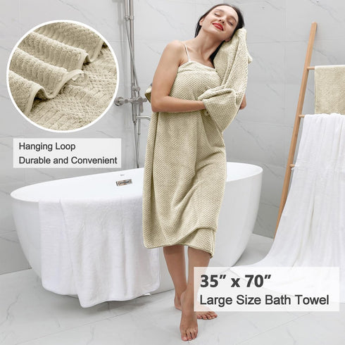 8 Set-2 Sheets,2 Towels,4 Washcloths-600GSM Oliven Pcs Tan Oversized Bath Towel Extra Large Bath Hand Soft Highly