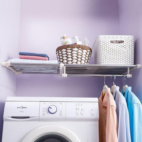 Closet Hershii Tension Shelf Expandable Telescopic Rod Heavy Duty Clothes Hanging Rail Adjustable DIY Storage Organizer