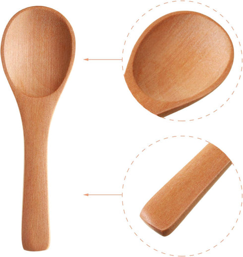 30 3. 5 Inch Pcs Small Wooden Spoons, Mini Wood Natural Spoons for Jars Tasting Condiments Salt Sugar Coffee Tea Honey