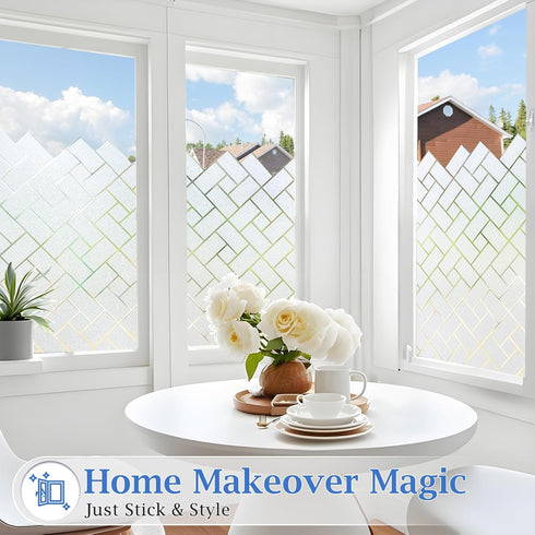 Coavas Non-Adhesive Frosted Glass Window Film & Privacy Film for Home & Office 23.6"x78.7" Easy DIY Installation