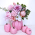 Winlyn 7 Pcs Assorted Sizes Fall Artificial Pink Pumpkins for Halloween, Thanksgiving, Harvest Holiday Season Tabletop