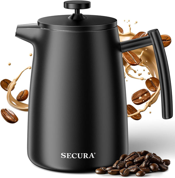 Secura 50oz French Press Coffee Maker 304 Stainless Steel, Insulated Coffee Press